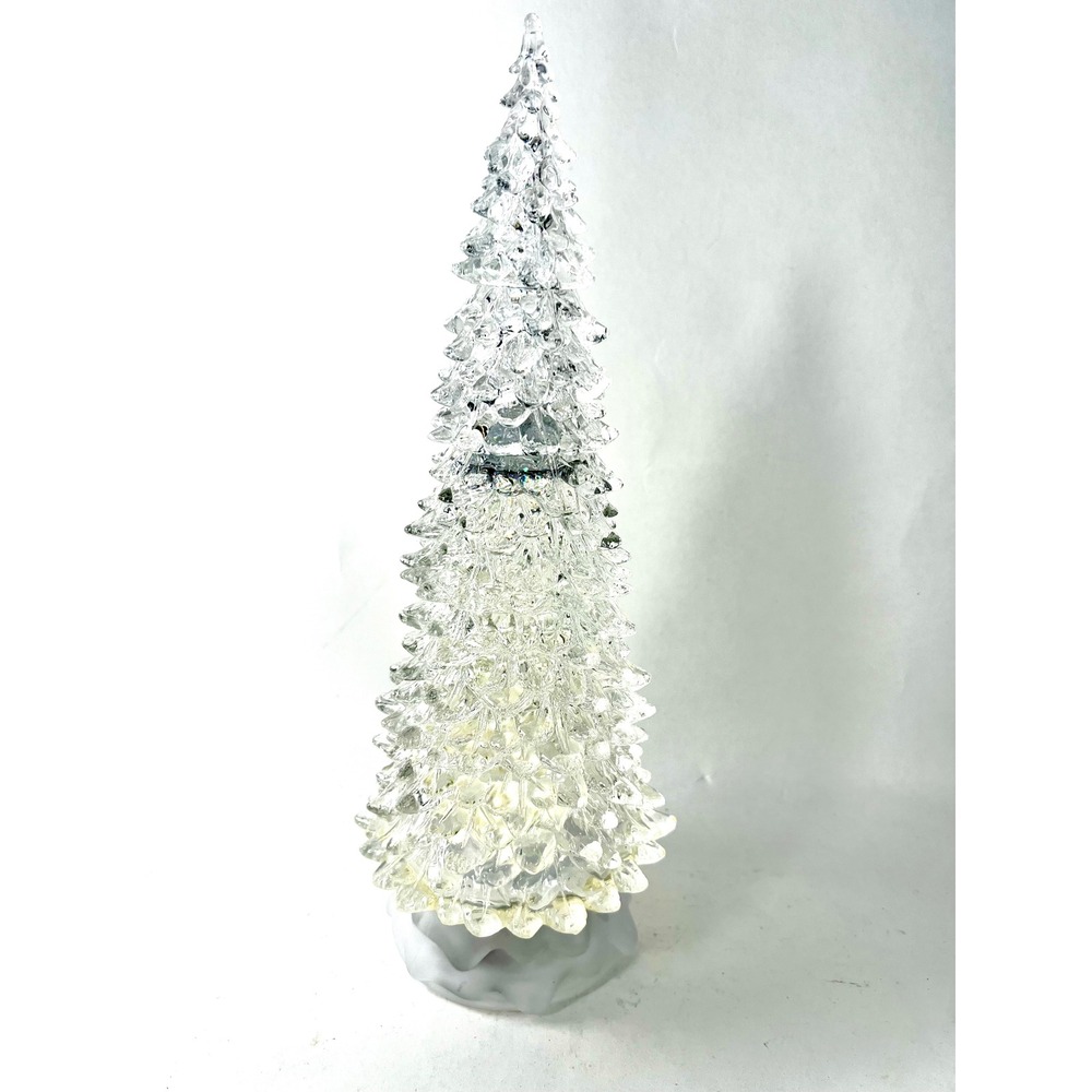 Clear Acrylic Crystalline Christmas Tree Tabletop Decor 11.5 Inch Holiday Accent